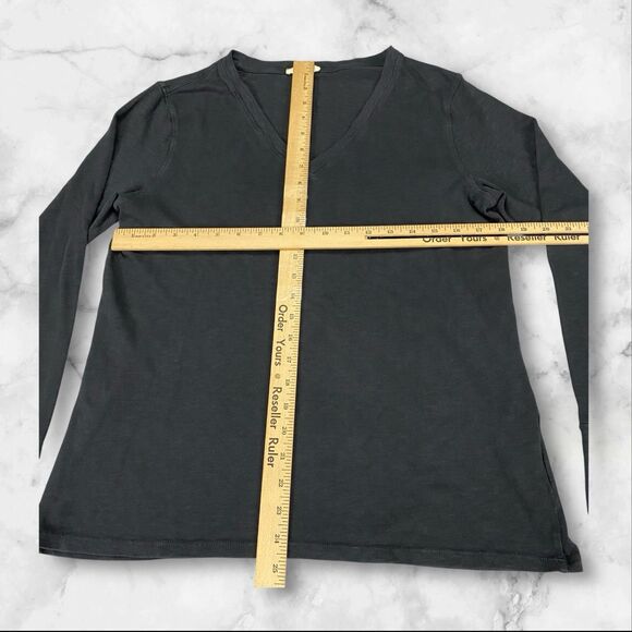 American Giant Premium Slub Tee Womens Large Black V-Neck Long Sleeve Top Preppy - Picture 7 of 16